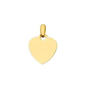 Engravable heart Disc Charm | 14K solid Yellow Gold pendant | Perfect Gift |